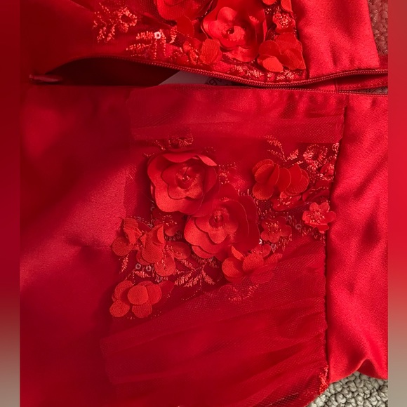 Alamour the Label red coral 3D mini dress. - Picture 7 of 7